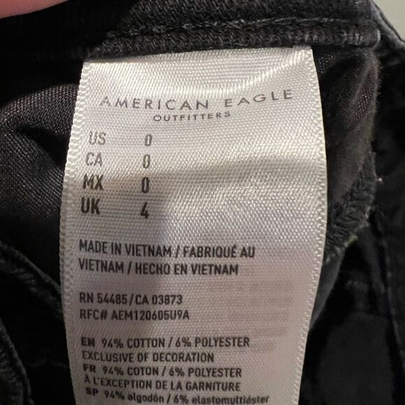 American Eagle black denim button front mini skirt size 0 - Picture 12 of 13